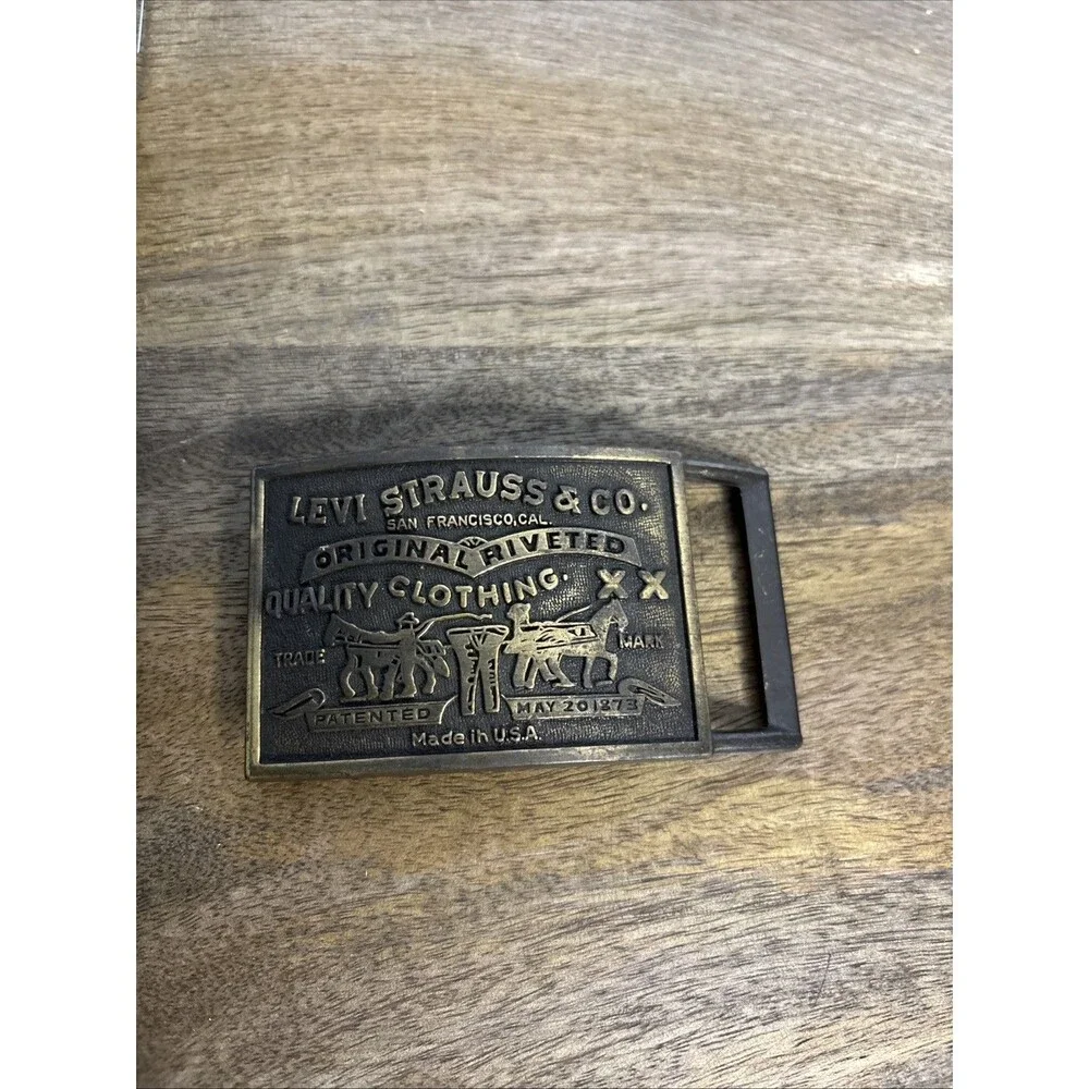Vintage 1970s Levi Strauss & Co. Original Brass Belt Buckle Made in USA